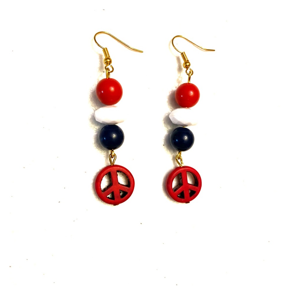 Patriot Peace in Red Pierced Earrings